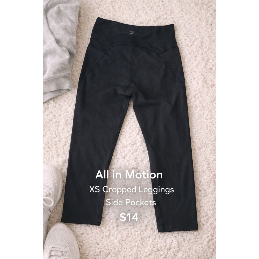 All in Motion Black Ankle Legging Womens XS Cropped Athletic Workout Pant Pocket